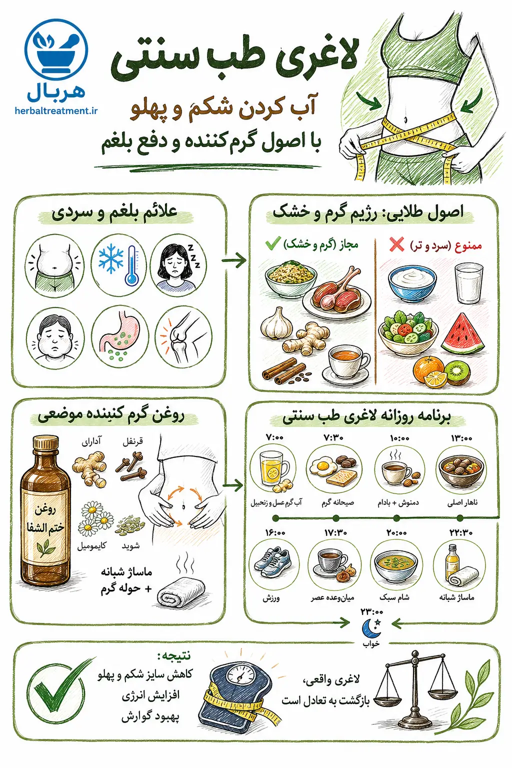 اینفوگرافیک درمان قطعی لاغری با استفاده از روش های طب سنتی